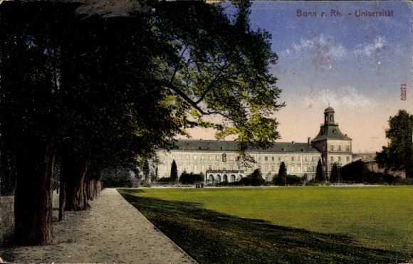 Postcard Bonn am Rhein, university, buildings, trees, meadow