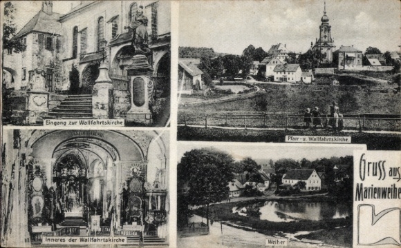 KP Marienweiher Marktleugast w Lesie Frankońskim w Bawarii, kościół pielgrzymkowy, wnętrze, staw