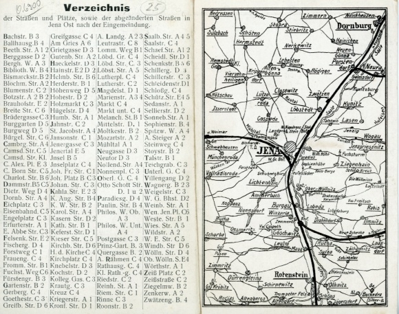 Składane mapy Mapa miasta KP Jena w Turyngii, katalog ulic, włączenie Jena East