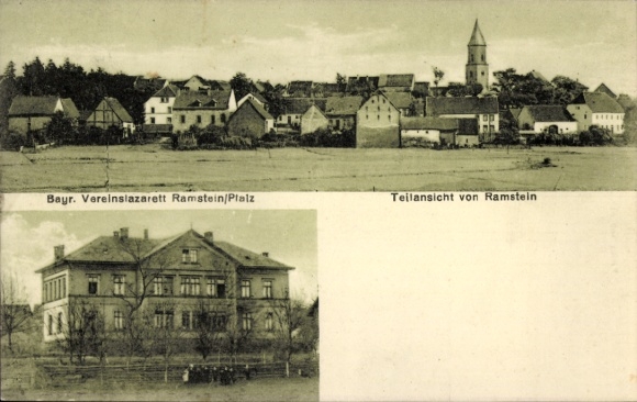 Postcard Ramstein Miesenbach in the Palatinate, partial view, club hospital