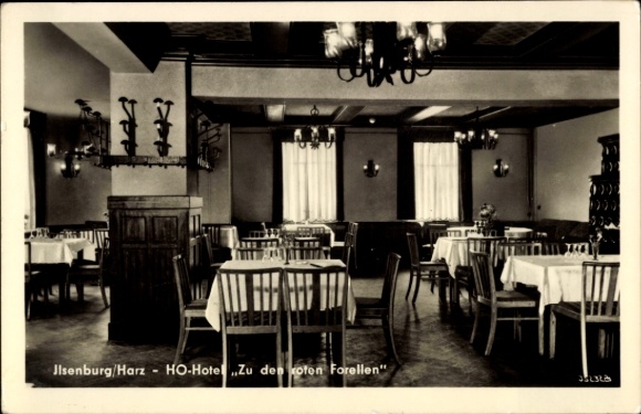 Postcard Ilsenburg Harz, Hotel To the Red Trout, Hall