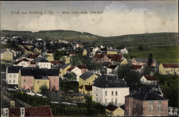 Postcard Bretnig in Saxony, view of the Oberdorf