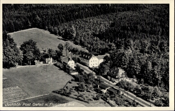 Postcard Juchhöh Tirpersdorf in Vogtland, Post Gefell, aerial photograph