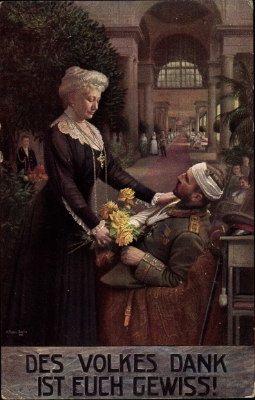 Artist PC Fischer, The people&#39;s thanks are certain, Empress Auguste Viktoria visits a war veteran