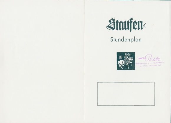 Timetable, Advertising Staufen, German Normal Writing