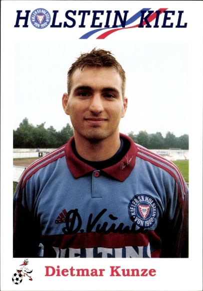 Autograph card footballer Dietmar Kunze, Holstein Kiel, autograph