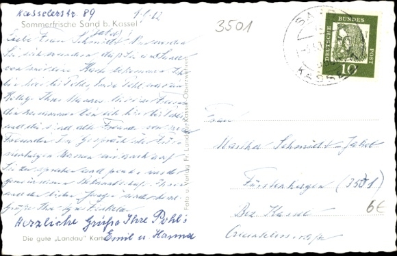 Postcard Sand Bad Emstal in Hesse, general view, summer resort