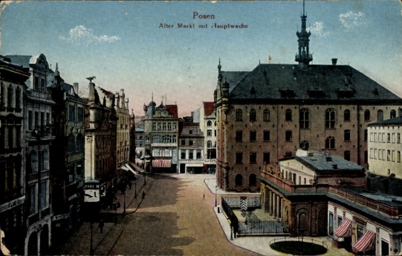 Postcard Poznań, Old Market with Main Guard, beautiful architecture, scene