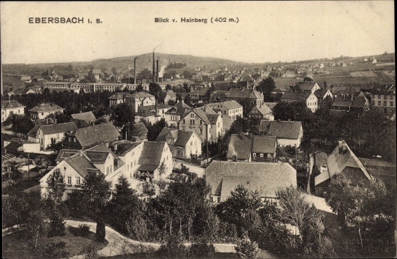 Postcard Ebersbach Neugersdorf Sachsen, view from the Hainberg over the roofs of the city