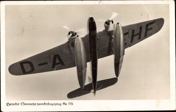Postcard Deutsche Luftwaffe, sea multi-purpose aircraft Heinkel He 115, D-AEHF