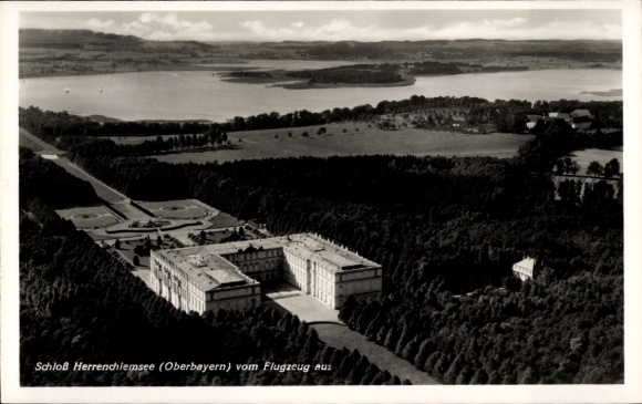 Postcard Chieming am Chiemsee Upper Bavaria, Herrenchiemsee Castle, aerial photograph