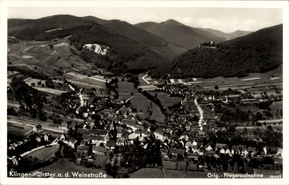 Postcard Klingenmünster on the Wine Route Palatinate, aerial photograph
