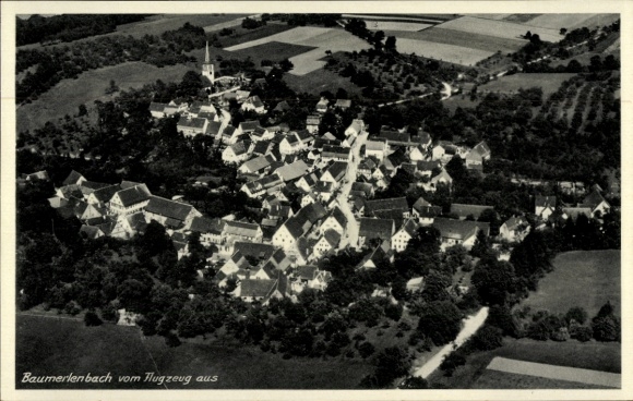Postcard Baumerlenbach Öhringen in the Hohenlohe district of Württemberg, aerial photograph