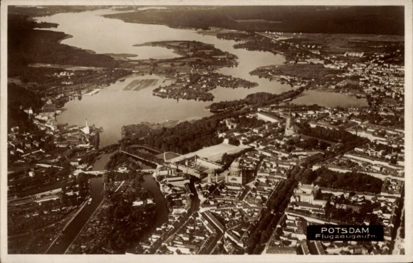 Postcard Potsdam, aerial photograph with Havel lakes