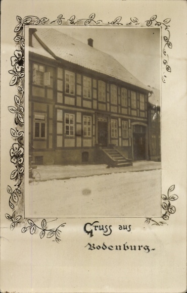Passepartout Foto Ak Bodenburg Bad Salzdetfurth in Niedersachsen, Wohnhaus im Winter