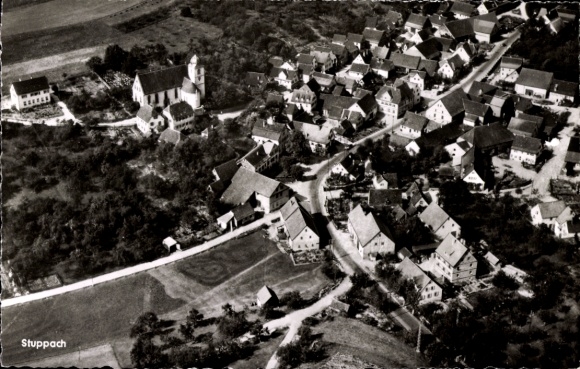 Postcard Stuppach Bad Mergentheim in Tauberfranken, aerial photograph