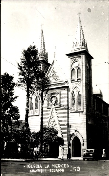 Postcard Guayaquil, Ecuador, Merced Church
