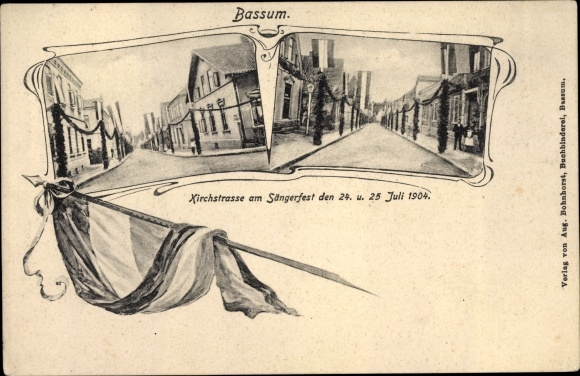 KP Bassum w Dolnej Saksonii, Kirchstrasse na festiwalu śpiewu w dniach 24-25. lipiec 1904