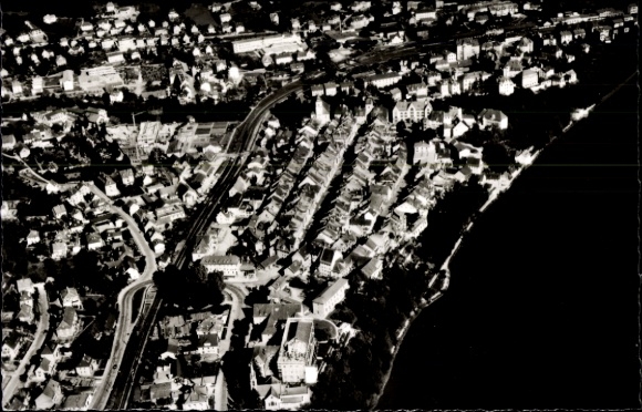 Postcard Waldshut Tiengen am Hochrhein, aerial photograph