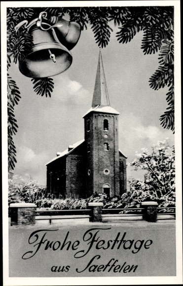 Ak Saeffelen Selfkant Nordrhein Westfalen, Glückwunsch Weihnachten, Kirche, Glocken