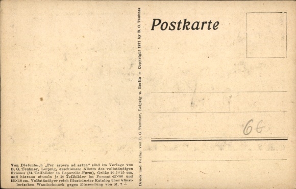 Paper cutting Postcard Diefenbach, Per aspera ad astra, partial image 23
