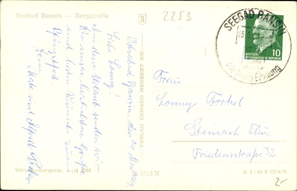 Postcard Baltic resort Bansin Heringsdorf on Usedom, Bergstrasse