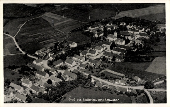 Postcard Nattenhausen Breitenhal Swabia, aerial photograph