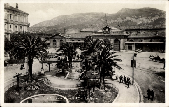 Postcard Toulon Var, Square Albert, train station