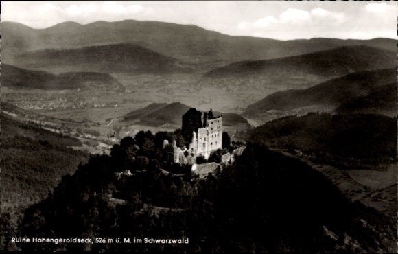 Ak Schönberg Seelbach in Baden Württemberg, Burg Hohengeroldseck, Fliegeraufnahme