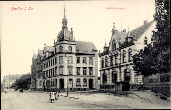 Ak Hartha in Sachsen, Wilhelmstraße, Hotel zur Krone