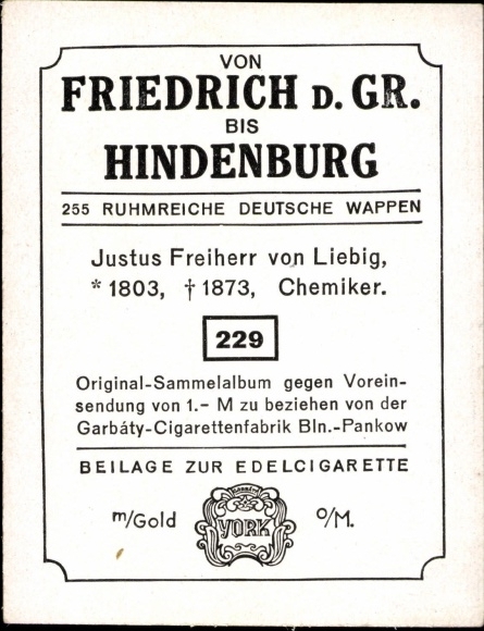 Collection picture Glorious German coats of arms Photo 229 Justus Freiherr von Liebig, chemist