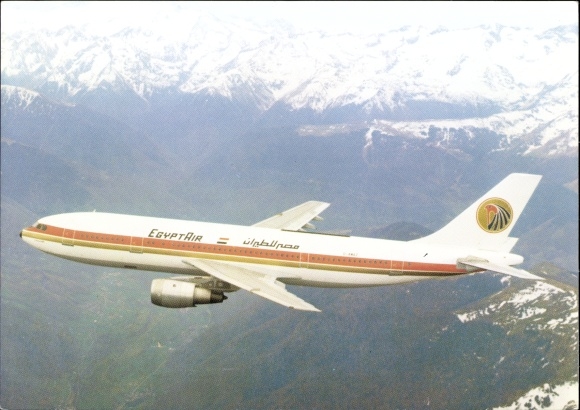 Postcard passenger aircraft Airbus A 300 of Egypt Air