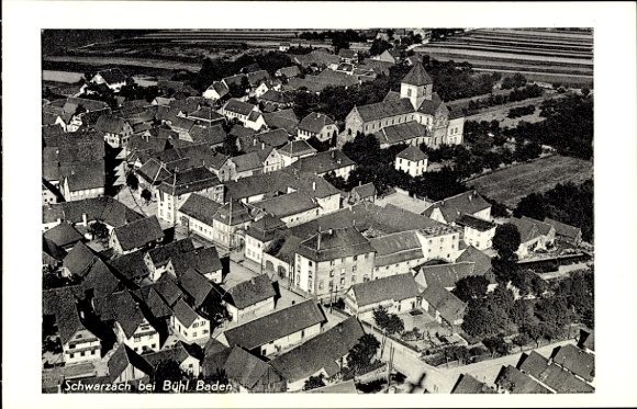 Ak Schwarzach Rheinmünster im Schwarzwald, Luftaufnahme