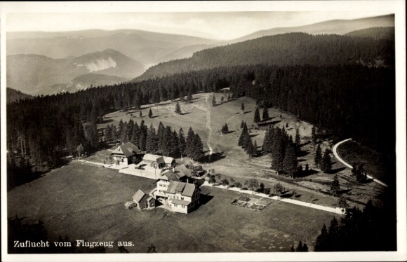 Postcard Zuflucht Bad Peterstal Griesbach in the Black Forest, aerial photograph, spa house