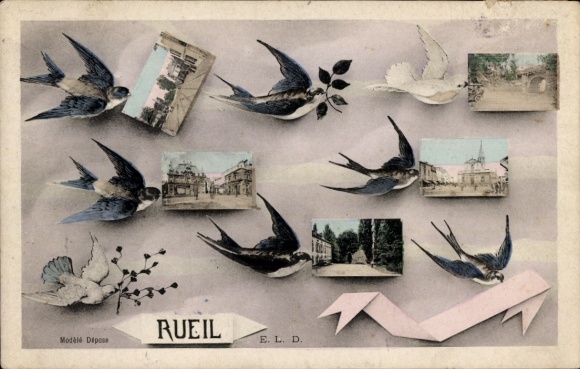Ak Rueil Malmaison Hauts de Seine, Vogelbilder, Ansichten,  dekorative Elemente