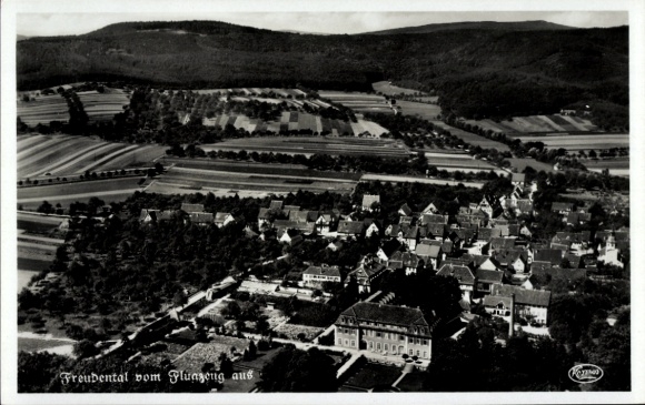 Postcard Freudental in Württemberg, aerial photograph