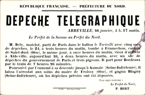 CPA Musee de l'Affice et du Tract, Depeche Telegraphique