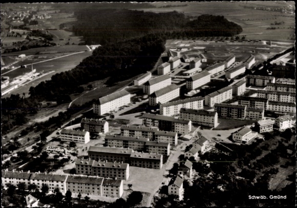 Postcard Schwäbisch Gmünd in Württemberg, aerial photograph