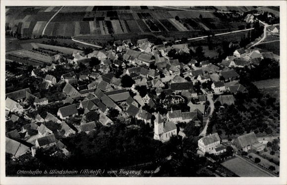 Ak Ottenhofen Bad Windsheim in Mittelfranken, Fliegeraufnahme
