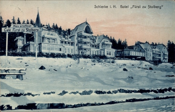 Postcard Schierke Wernigerode in the Harz Mountains, Hotel prince zu Stolberg
