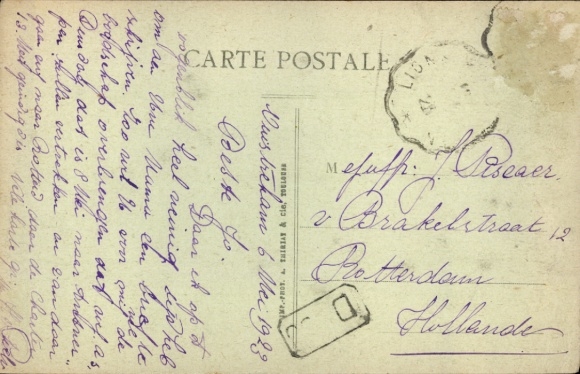 Postcard Ouistreham Calvados, landscape shot, ships in the harbor, wide meadows and trees
