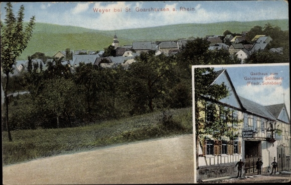 PC Weyer near St. Goarshausen, town view, inn at the Golden Key