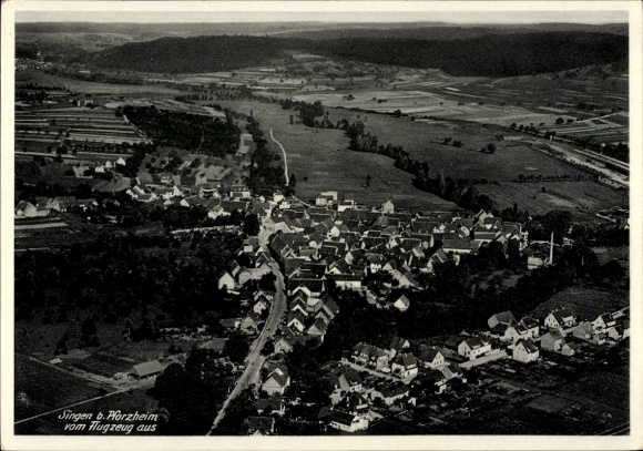 Postcard Singen Remchingen in the Enzkreis, aerial photograph