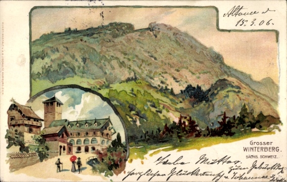 Ak Ostrau Bad Schandau Sächsische Schweiz, Großer Winterberg, Frienstein, Vorderes Raubschloss...
