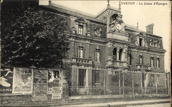 Postcard Yvetot Seine Maritime, la Caisse d'Epargne