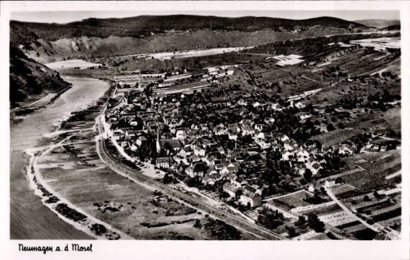 Postcard Neumagen Dhron on the Moselle, aerial photograph