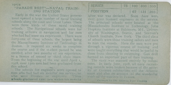 Stereo Photo Parade Rest, Naval Training Station, IWW
