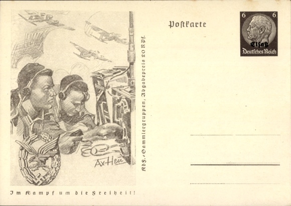 Postal stationery artist Postcard v. Axster Heudtlaß, W., In the fight for freedom, Wehrmacht, hand grenade