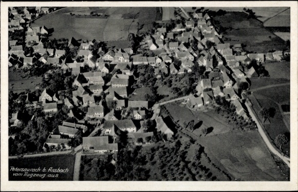 Ak Petersaurach in Midden-Franken, Beieren, luchtfoto