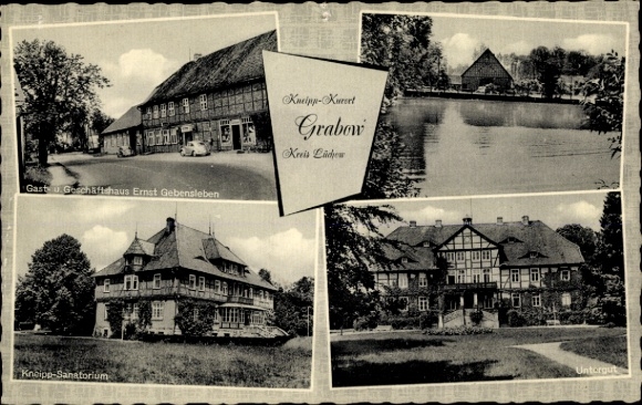Postcard Grabow (Dannenberg district) Lüchow in Wendland, guest and business house Ernst Gebensleben, pub...